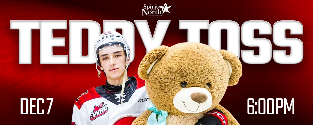 Spirit of the North Teddy Toss December 7 6:00PM Photo of Cougars Player holding a giant teddy bear. Spirit of the North Teddy Toss December 7 6:00PM Photo of Cougars Player holding a giant teddy bear.